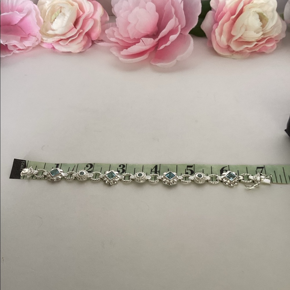 STERLING BYZANTINE TOPAZ BRACELET - Picture 3 of 9